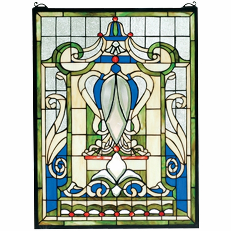 66279 Meyda 18W X 24H Royal Blue Windsor Stained Glass Window