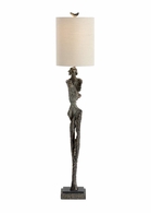 66853 Frederick Cooper 43in. Composite Gertrude Lamp with Natural Linen Shade and Dark Bronze/Natural Black Finish