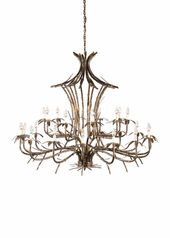 67006 Wildwood Lamps Bronze Bamboo Chandelier - Hand Colored Iron-25 Lights Finish