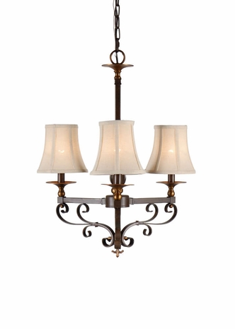 67016 Wildwood Old Bronze Patina On Iron 3 Light-With Shades Lucca Chandelier