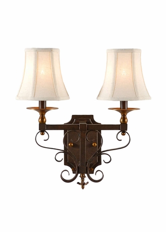 67018 Wildwood Old Bronze Patina Iron - Two Lights Lucca Sconce