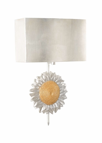 67131 Wildwood Metal Antique Silver Leaf Sunflower Sconce