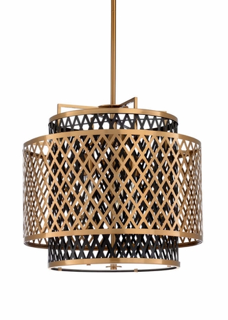 67136 Wildwood Iron Antique Brass/Black Sabine Chandelier