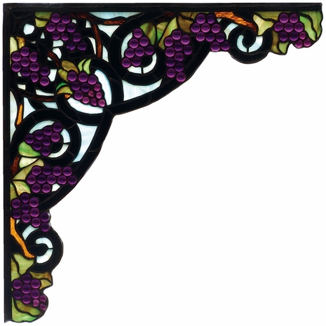 67140 Meyda Tiffany Tiffany Floral Nouveau Grapevine With Black Corner Bracket Window