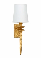 67145 Wildwood 17in. Aluminum Saxon Sconce - Gold with Linen Shade and Antique Gold Leaf Finish
