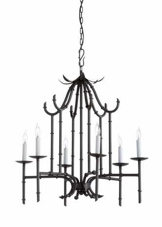 67153 Wildwood Iron Charcoal Bamboo Chandelier - Charcoal