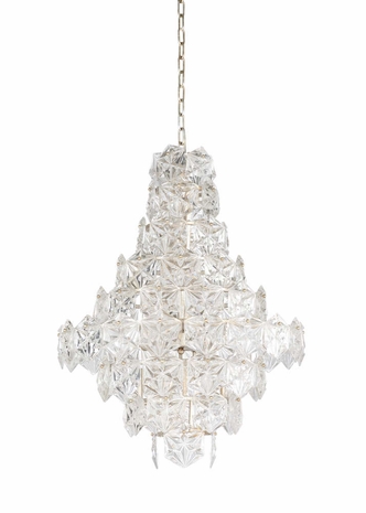 67210 Wildwood Iron/Crystal Antique Silver Leaf/Clear Iceland Chandelier (Sm)