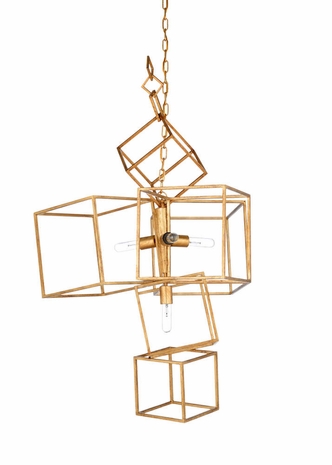 67226 Wildwood 40in. Metal Cubist Chandelier - Gold
