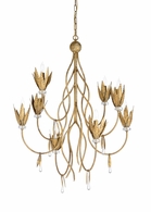 67245 Wildwood 40in. Iron/Crystal Phoebe Chandelier with Aged Gold Leaf/Clear Finish