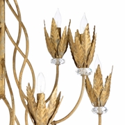 67245 Wildwood 40in. Iron/Crystal Phoebe Chandelier with Aged Gold Leaf/Clear Finish