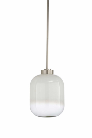 67295 Wildwood Glass/Iron Milk/Brushed Nickel Subway Pendant - Nickel (Sm)