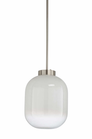 67297 Wildwood 24in. Glass/Iron Subway Pendant - Nickel (Lg) with Milk/Brushed Nickel Finish