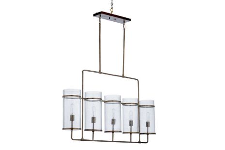 67302 Wildwood 27in. Iron/Glass Mcguire Chandelier with Bronze/Clear/Seeded Finish