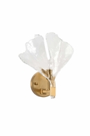 67304 Wildwood 13.5in. Glass/Iron Biloba Sconce with Clear/Textured/Antique Brass Finish