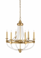 67343 Wildwood 35.5in. Brass/Acrylic Prospect Chandelier with Antique/Clear Finish