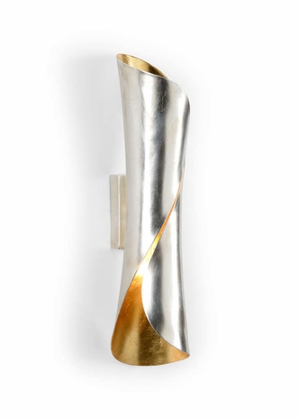 67349 Wildwood 21.5in. Metal Crosby Cuff Sconce with Antique Silver Leaf/Antique Gold Leaf Finish