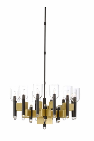 67361 Wildwood Brass/Glass Ash Black/Brushed Brass/Clear La Couple Chandelier