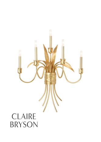 67369 Claire Bryson 26.5in. Iron Mignon Sconce with Gold Leaf Finish