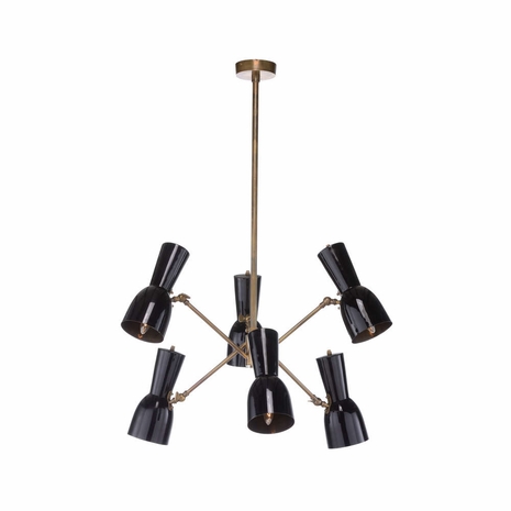 67432 Wildwood 46in. Steel Thayer Chandelier with Matte Black/Gold Interior Finish