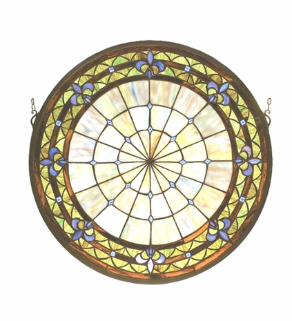 67434 Meyda Tiffany Victorian Tiffany Gothic Fleur-De-Lis Medallion Window