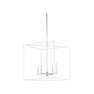 67490 Wildwood 28in. Metal Avalon Hanging Chandelier with Matte White/Polished Nickel Finish