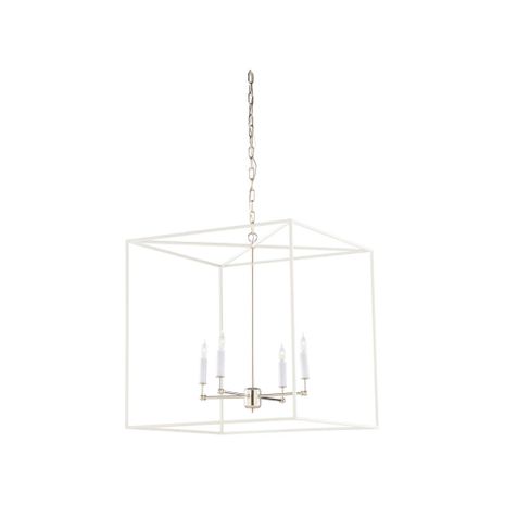 67490 Wildwood 28in. Metal Avalon Hanging Chandelier with Matte White/Polished Nickel Finish