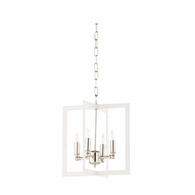 67492 Wildwood 14in. Metal Bayberry Hanging Small Chandelier with Matte White/Polished Nickel Finish