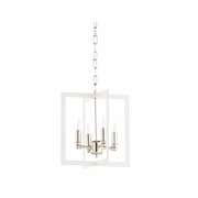 67492 Wildwood 14in. Metal Bayberry Hanging Small Chandelier with Matte White/Polished Nickel Finish