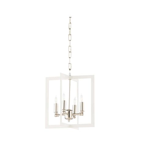 67492 Wildwood 14in. Metal Bayberry Hanging Small Chandelier with Matte White/Polished Nickel Finish