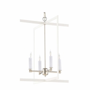 67493 Wildwood 22in. Metal Bayberry Hanging Large Chandelier with Matte White/Polished Nickel Finish