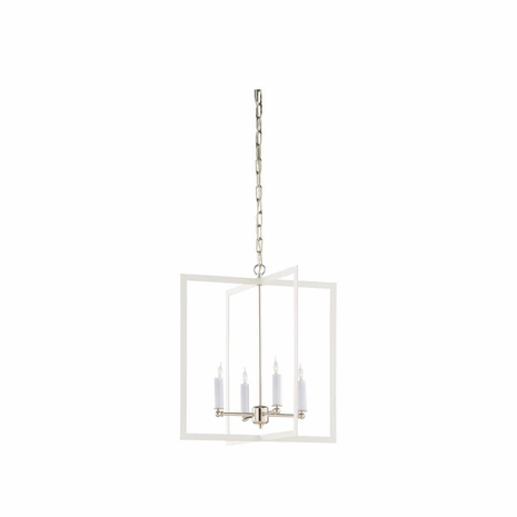 67493 Wildwood 22in. Metal Bayberry Hanging Large Chandelier with Matte White/Polished Nickel Finish