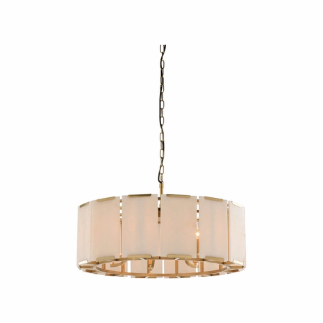 67498 Wildwood 16.5in. Metal/Alabaster Perla Chandelier with Antique Brass/Natural White Finish