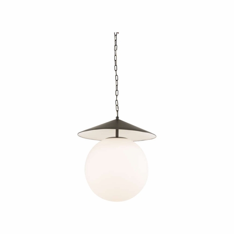 67504 Wildwood 23in. Metal/Glass Kyoto Pendant - Black with White Milk Finish