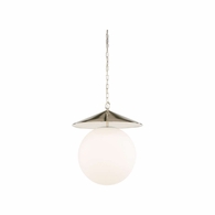 67505 Wildwood 23in. Metal/Glass Kyoto Pendant - Nickel with Polished Nickel/White Milk Finish