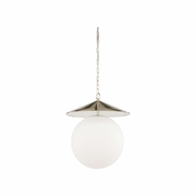 67505 Wildwood 23in. Metal/Glass Kyoto Pendant - Nickel with Polished Nickel/White Milk Finish