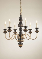 68022 Chelsea House Turned Frame With Wood & Metal Black And Gold Finish Stockholm Chandelier
