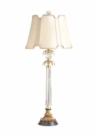 68117 Chelsea House 32.5in. Crystal/Metal Forsythe Buffet Lamp with Silkette Shade and Clear/Antique Brass/Black Marble Finish