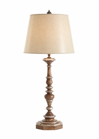 68279 Chelsea House Italian Handcarved Wood Pine And Silver Waltham Carved Lamp