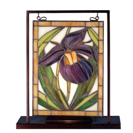 68351 Meyda Tiffany 9.5"W X 10.5"H Lady Slippers Lighted Mini Tabletop Window