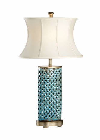68677 Chelsea House Ceramic And Metal Turquoise Glaze Walker Lamp