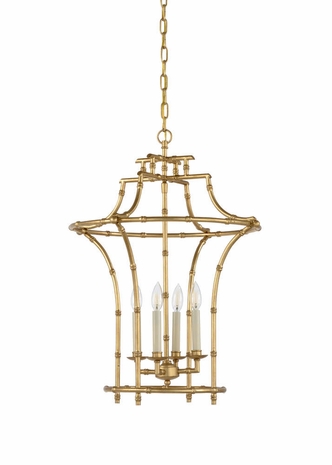 68712 Chelsea House Iron Ant Gold Leaf Finish Bamboo Chandelier