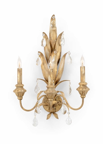 68750 Chelsea House Iron And Crystal Ant Gold & Silver Finish Franklin Sconce