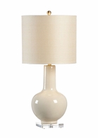 68775 Chelsea House 32in. Ceramic Astor Vase Lamp - Cream with Linen Shade and Cream Glaze/Clear Finish