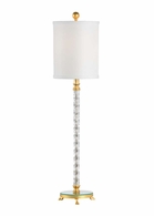 68915 Chelsea House 33.5in. Iron Glouster Lamp with Linen Shade and Detailed Acrylic Column/Gold Leaf Finish