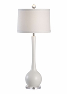 68952 Chelsea House 41in. Ceramic Matthews Lamp - White with Linen Shade and Matte White Glaze/Clear Finish