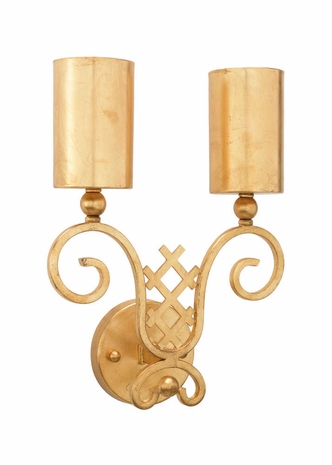 68999 Chelsea House Antique Gold Leaf Finish - Iron Metal Shades - Two Lights Gold Deco Sconce