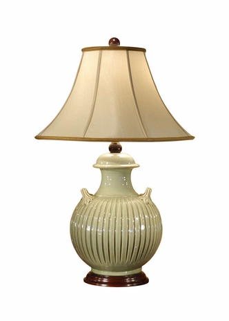 6901 Wildwood Lamps Rigata Green Lamp with Handmade and Glazed Florentine Earthenware