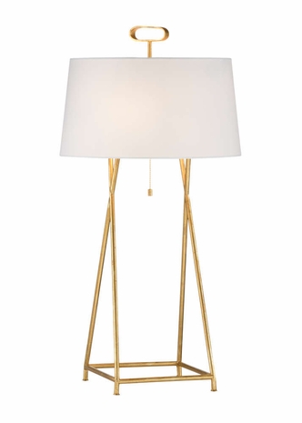 69022 Chelsea House 33.5in. Iron Cross Lamp - Gold with Silkette Shade and Antique Gold Leaf Finish
