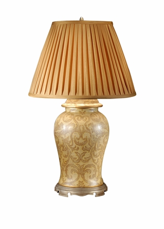 6923 Wildwood Lamps Yellow Damask Jar Lamp with Hand Painted Porcelain