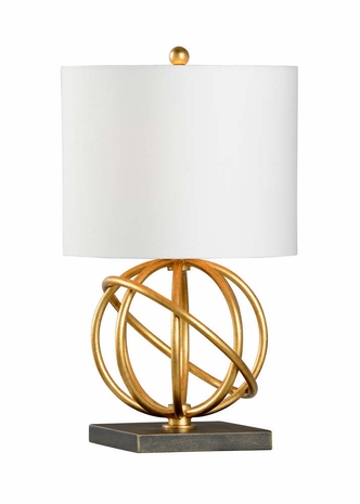 69239 Chelsea House Iron & Composite Antique Gold Leaf Geometric Sphere Lamp